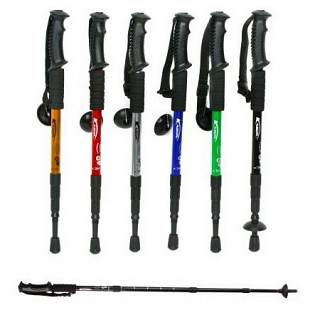 Retractable 3 Section Walking Stick w Compass & Built-In Anti-Shock Spring