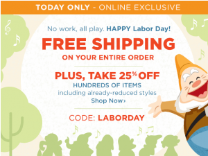 disney store labor day sale