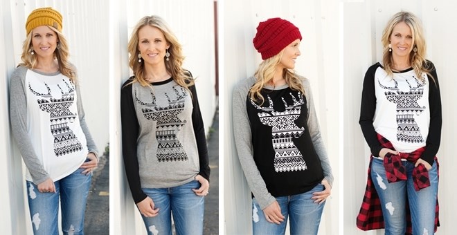 Nordic Reindeer Baseball Tees