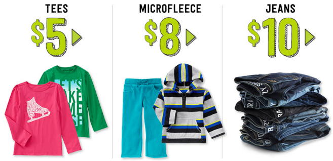 crazy 8 free shipping real deals $5 tees $8 microfleece $10 Jeans $12 Sleepwear