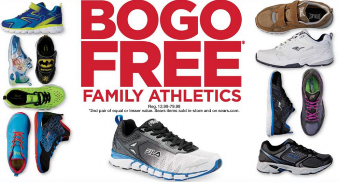 sears bogo free family athletic shoes