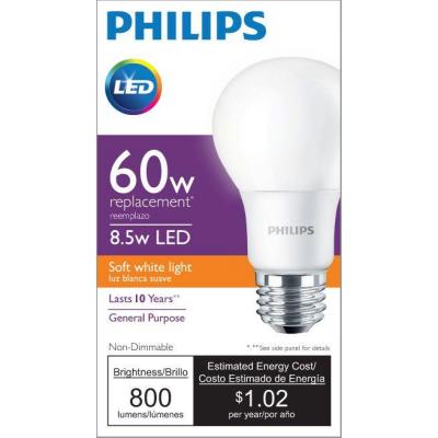 60W Equivalent Soft White A19 LED Light Bulb