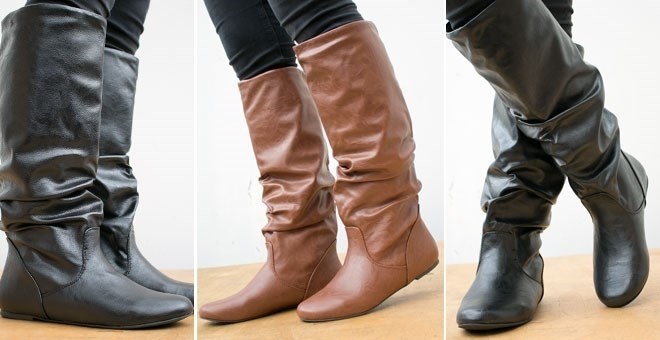 Faux Leather Slouchy Boots
