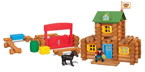 Lincoln Logs 861 Redfield Ranch 124 Piece Wood Playset with Barrel Storage