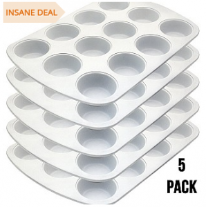 5 Pack of 12 Cup Ceramic Coated Cupcake Muffin Pans