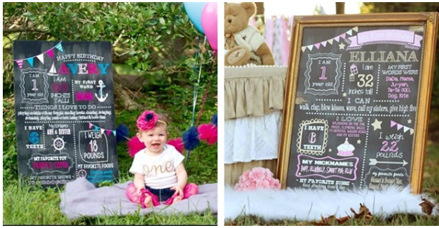 Personalized Adorable Birthday Chalkboard Sign
