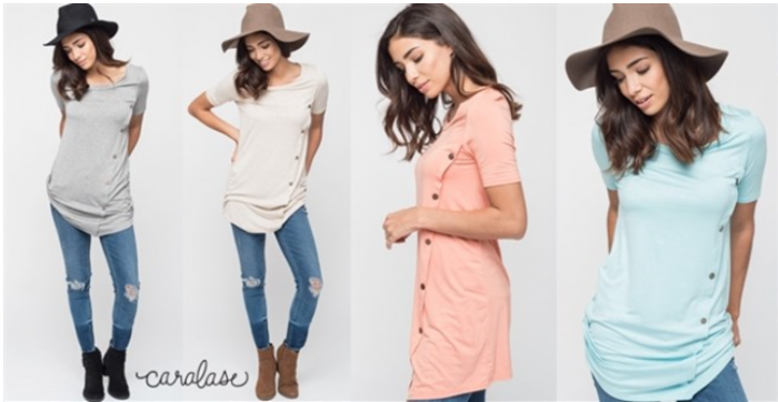 Side Button Short Sleeve Tunic