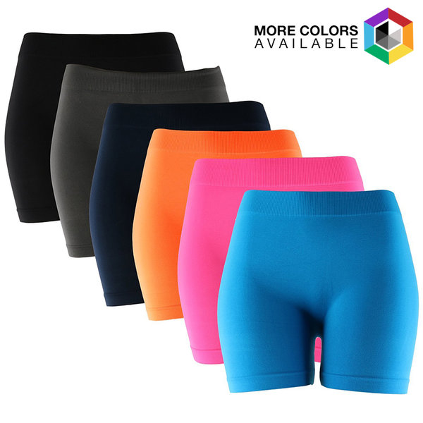 6-Pack Women's Seamless Extra Stretchy Yoga Shorts