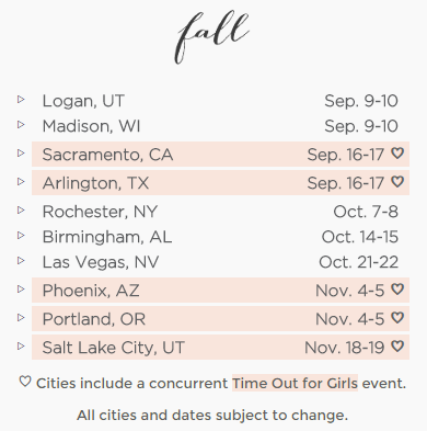 time out for women fall schedule