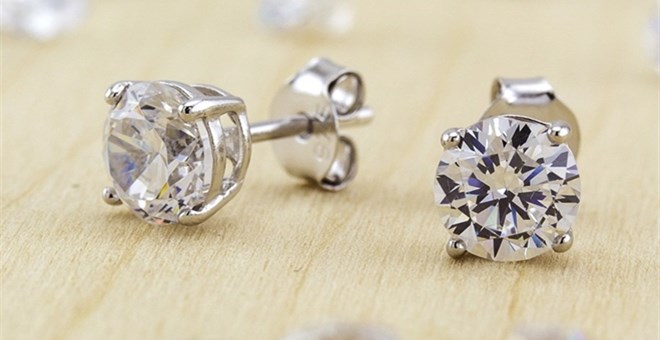 Sterling Silver Crystal Stud Earrings