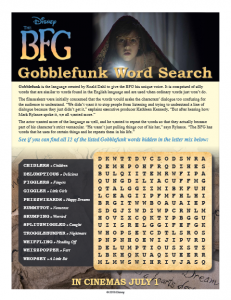 BFG Wordsearch
