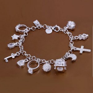 Silvertone Elegant Assorted Charms Bracelet