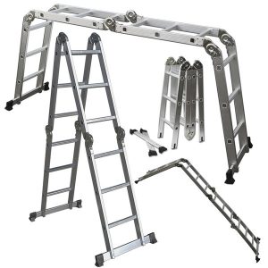 OxGord Heavy Duty Aluminum 12.5 ft Folding Ladder