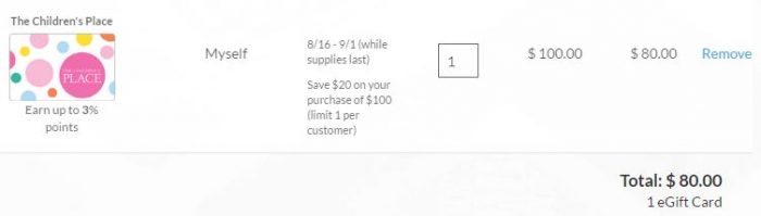 childrens place gift card check out