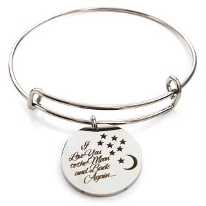 I Love You To The Moon And Back Again Stainless Bangle