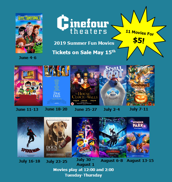11 Summer Matinees for 5 at Walker Cinemas, Capitol 2, Cinefour
