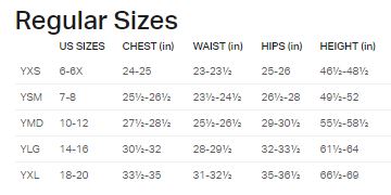 Under Armour Yxl Size Chart