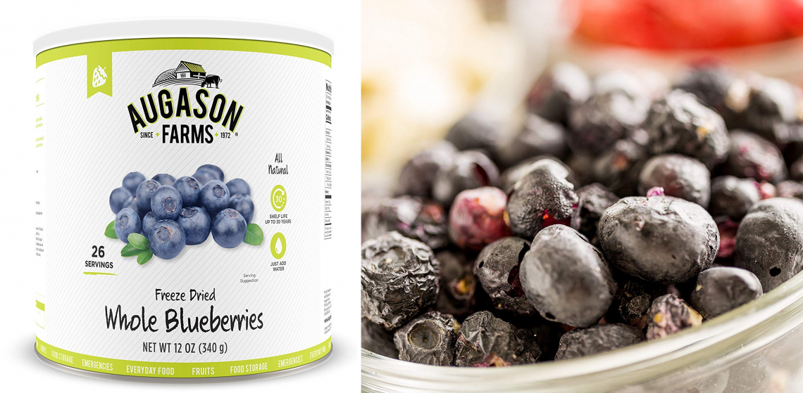 Augason Farms Freeze Dried Whole Blueberries 12 oz No. 10 Can for 18.
