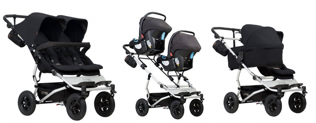 width of out and about double buggy