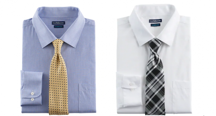 Men’s Croft & Barrow® Classic-Fit Striped Dress Shirt and Patterned Tie ...