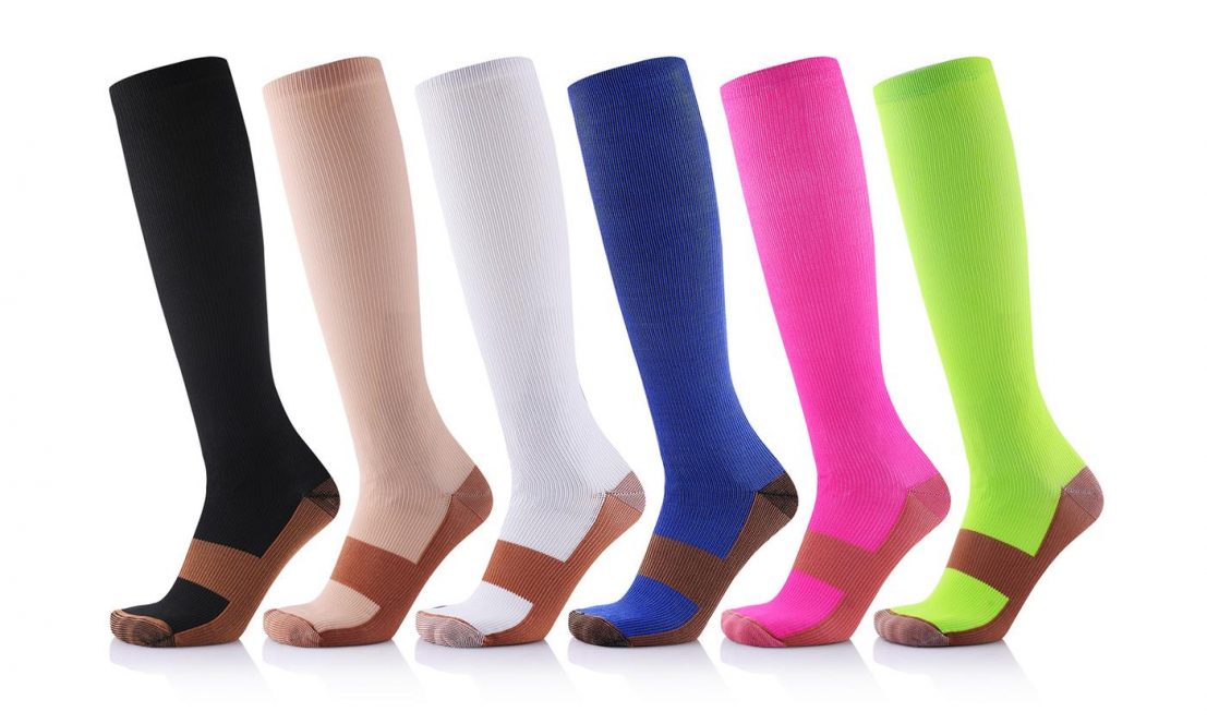 Unisex CopperInfused Compression Socks (6 Pairs) for 15.99 (Reg. 50