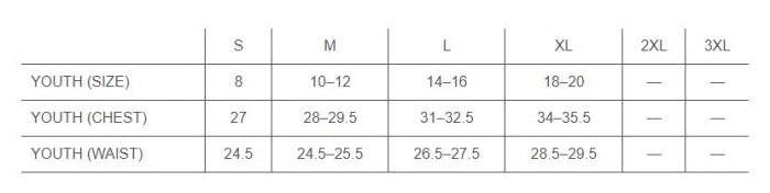 Champion Kids Size Chart