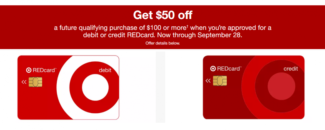 *HOT* Apply for a Target REDcard Debit or Credit Card, Get 50 off a
