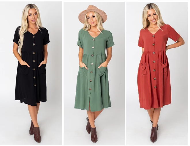 Darling Button Front Dress for $26.95 + FREE Shipping (Reg $54.95 ...