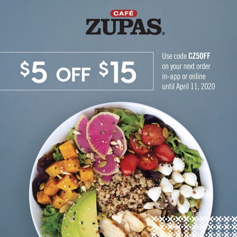 Café Zupas 5 Off Your 15 Order! Utah Sweet Savings