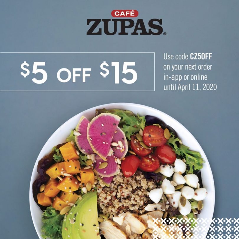 Café Zupas 5 Off Your 15 Order! Utah Sweet Savings