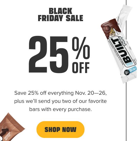 Built Bar Black Friday Sale + 25 Off + Free Shipping! Plus 25