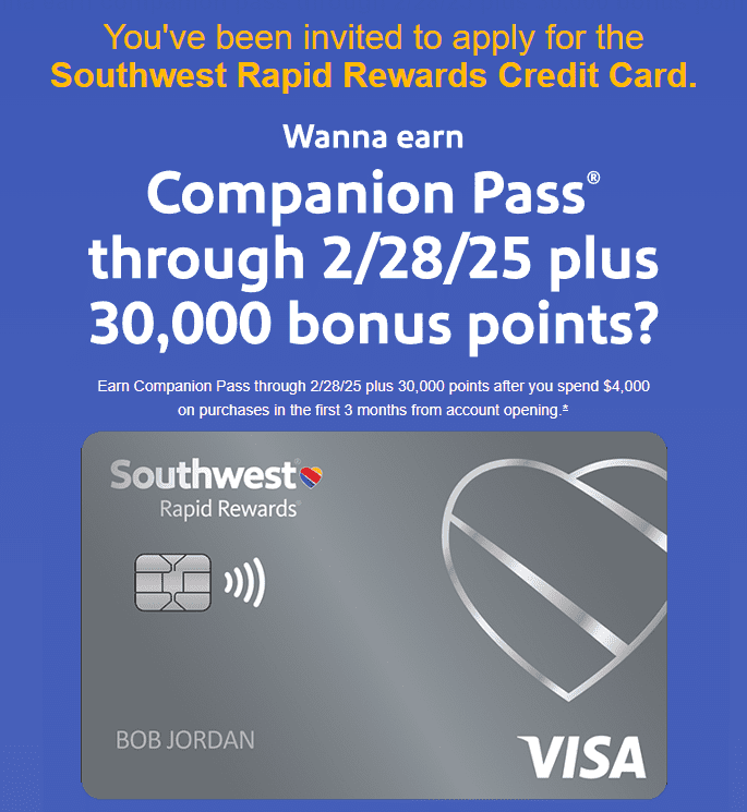 Get Free Flights on Southwest! FREE Companion Pass thru 2/28/25 Plus 30